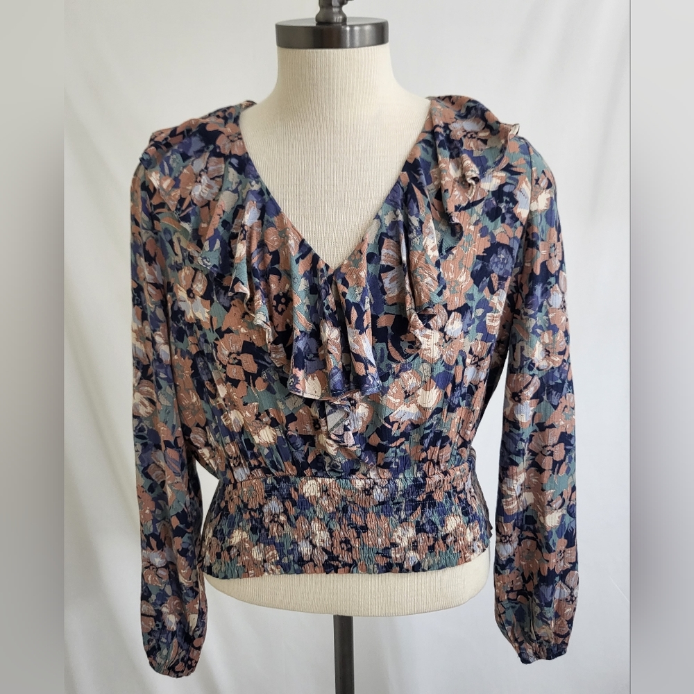 Emily Wonder Woman's Dressy Floral Large Long Sleeve Top